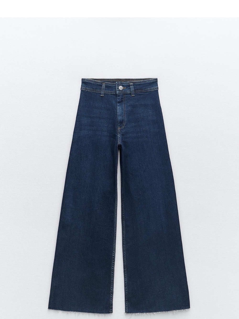 Zara Marine Wide-Leg High-Rise Jeans - Dark Blue